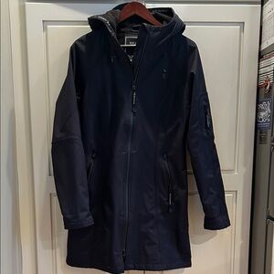 Ilse Jacobsen Dark Blue Raincoat with Hood